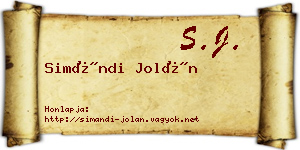 Simándi Jolán névjegykártya